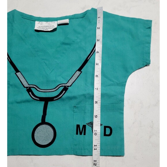12M Unisex Doctor in Training Green Scrubs Halloween Dress up Made Int The USA - Picture 4 of 7